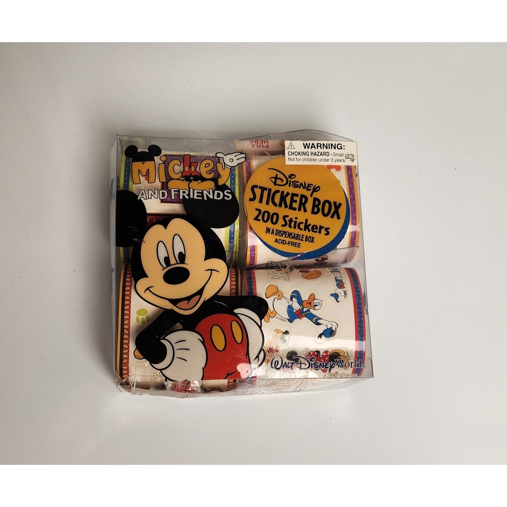 Disney Mickey and Friends Sticker Box 200 Count Walt Disney World Vintage Unused